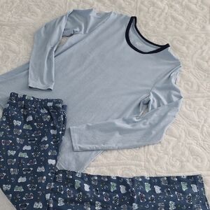 Lands' End Sky Blue and Navy Pajama Set
